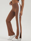 ZASUWA Female Contrast Color Stripe Split Flare Leggings