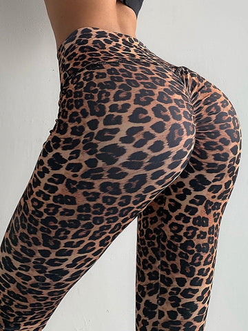 🖤ZASUWA Female Leopard Scrunch Bum Body Fit Leggings