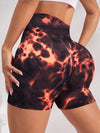 ZASUWA Female Fire-Desire Hot Tie-dye Scrunch Bum Spandex Gym Quick Dry Booty Shorts