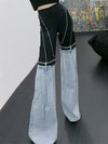 ZASUWA Female Contrast Color Denim Flare Fashion Pants