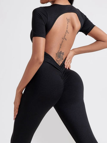 ZASUWA Female Deep V Back Backless Scrunch Bum Jumpsuit