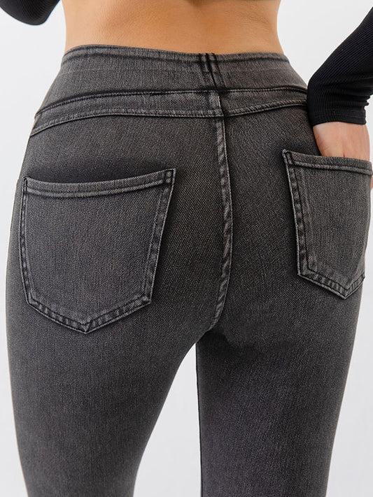 ZASUWA Female Denim Pocket High-waisted Leggings