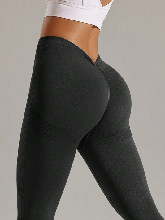 ZASUWA Female Unique Deep V Back Scrunch Bum Leggings