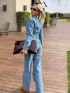 ZASUWA Female Denim Pocket Casual Jumpsuit