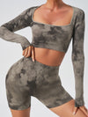 ZASUWA Female Unique Hot Tie-dye Seamless Elastic Tight Short Tracksuit