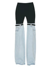 ZASUWA Female Contrast Color Denim Flare Fashion Pants