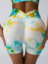 ZASUWA Female Deep V Back Hot Tie-dye Scrunch Bum Leggings