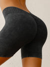 ZASUWA Female Denim Deep V Back Scrunch Bum Leggings