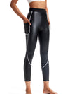 ZASUWA Female Faux Leather Corset Pocket Stripe Leggings