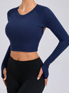 ZASUWA Female Sexy Cutout U Collar Thumbhole Long Sleeves