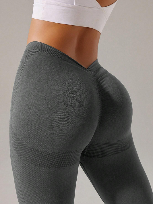 ZASUWA Female Unique Deep V Back Scrunch Bum Leggings