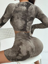 ZASUWA Female Unique Hot Tie-dye Seamless Elastic Tight Short Tracksuit