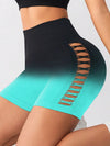 ZASUWA Female Ombre Cutout Scrunch Bum Spandex Gym Booty Shorts