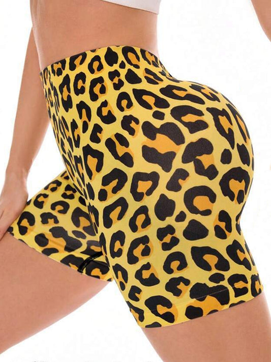 ZASUWA Female Leopard Print Deep V Back Scrunch Bum Shorts