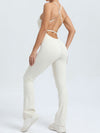 ZASUWA Female Cross Back Scrunch Bum Flare Jumpsuit