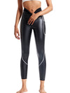 ZASUWA Female Faux Leather Corset Pocket Stripe Leggings