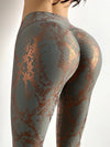 ZASUWA Female High Waist Bronzed Snakeskin Leggings