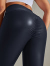 ZASUWA  Female Scrunch Bum PU High-rise Leggings