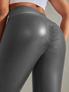 ZASUWA  Female Scrunch Bum PU High-rise Leggings