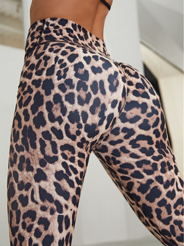 🖤ZASUWA Female Leopard Scrunch Bum Body Fit Leggings