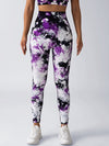 ZASUWA Female Deep V Back Hot Tie-dye Scrunch Bum Leggings