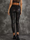 ZASUWA Female PU Faux Leather Leopard Print Leggings