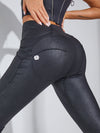 ZASUWA Female Faux Leather Zipper Pocket Leggings