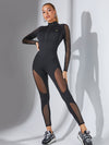 ZASUWA Female Half Zipper Mesh Breathable Jumpsuit