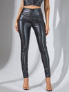 ZASUWA Female Faux Leather Zipper Pocket Leggings