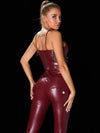 ZASUWA Female Faux Leather Zipper Pocket Jumpsuit