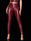 ZASUWA Female Glossy Zipper Pocket Folds Hip-lift Leggings