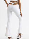 ZASUWA Female Solid Color High-waisted Hollow Out Flare Pants