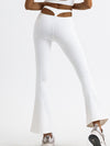 ZASUWA Female Solid Color High-waisted Hollow Out Flare Pants