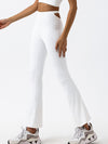 ZASUWA Female Solid Color High-waisted Hollow Out Flare Pants