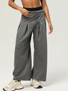 ZASUWA Female High-waisted Drawstring Ribbed Leisure Sports Pants