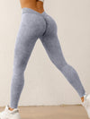 ZASUWA Female Denim Deep V Back Scrunch Bum Leggings