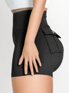 ZASUWA Female Pocket Cargo Style Scrunch Bum High-rise Spandex Gym Booty Cargo Shorts