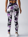 ZASUWA Female Deep V Back Hot Tie-dye Scrunch Bum Leggings