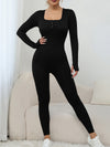 ZASUWA Female Ribbed U Collar Quick Dry Thumbhole Jumpsuit