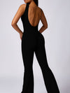 ZASUWA Female Backless Elastic Tight Scrunch Bum Flare Jumpsuit