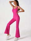 ZASUWA Female Solid Color Zipper Flare Seamless Jumpsuit