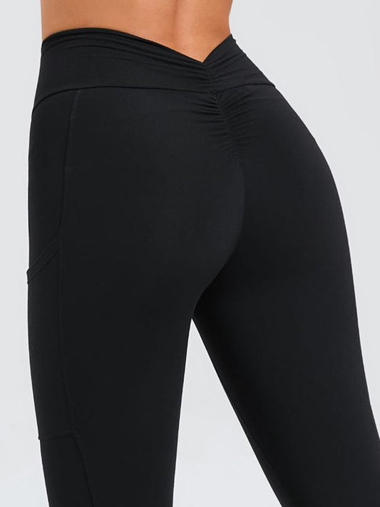 ZASUWA Female Deep V Back Pocket Scrunch Bum Leggings