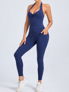 ZASUWA Female Front Folds Backless Pocket Jumpsuit