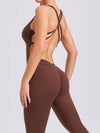 ZASUWA Female Cross Back Scrunch Bum Hollow Out Jumpsuit