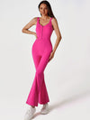 ZASUWA Female Solid Color Zipper Flare Seamless Jumpsuit