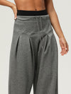 ZASUWA Female High-waisted Drawstring Ribbed Leisure Sports Pants