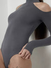 ZASUWA Female Solid Color Hollow Out Elastic Tight Breathable Bodysuit