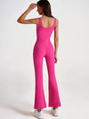 ZASUWA Female Solid Color Zipper Flare Seamless Jumpsuit