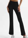 ZASUWA Female Solid Color High-waisted Hollow Out Flare Pants