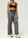 ZASUWA Female High-waisted Drawstring Ribbed Leisure Sports Pants